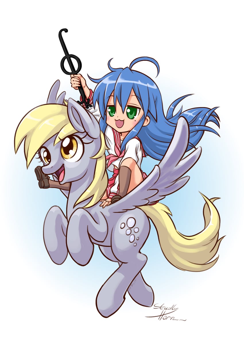 izumi konata and derpy hooves (lucky star and 2 more) drawn by studlyhorn