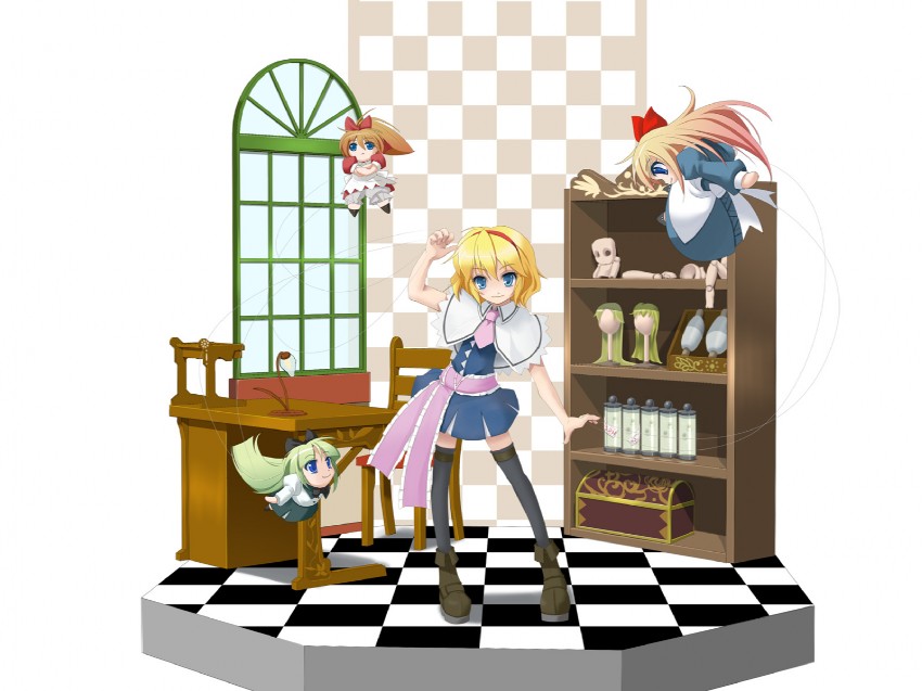 alice margatroid, shanghai doll, and hourai doll (touhou) drawn by wapokichi