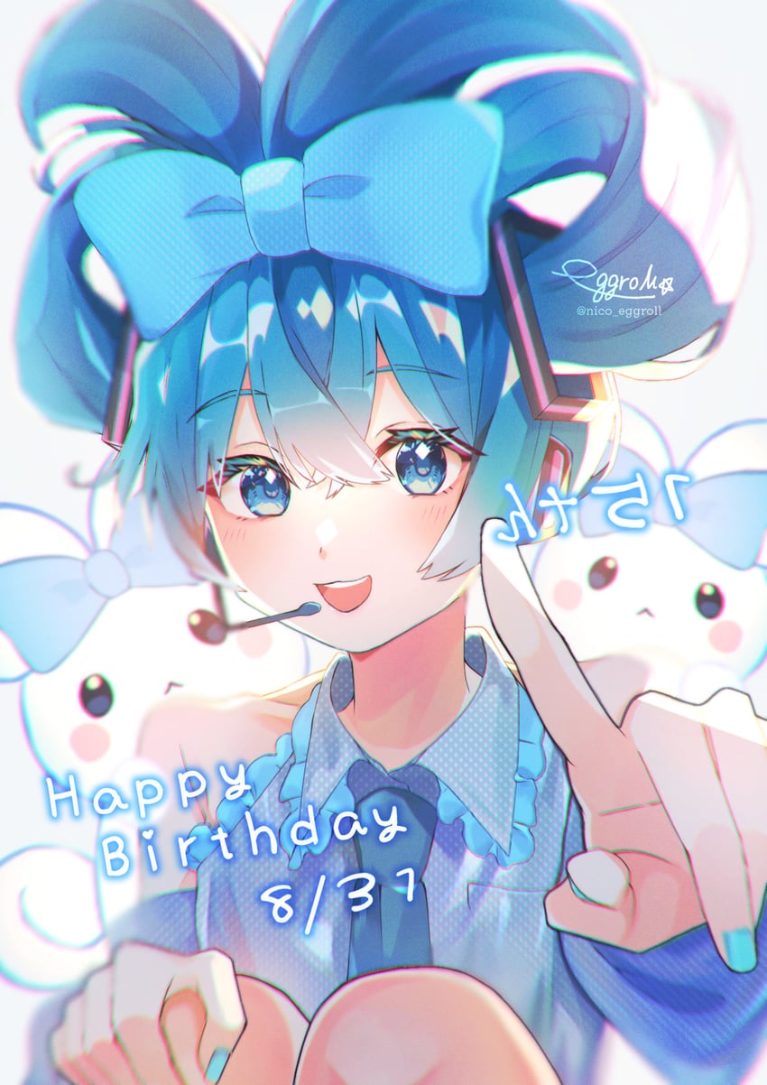 hatsune miku, cinnamoroll, and cinnamiku (vocaloid and 2 more) drawn by nico_eggroll