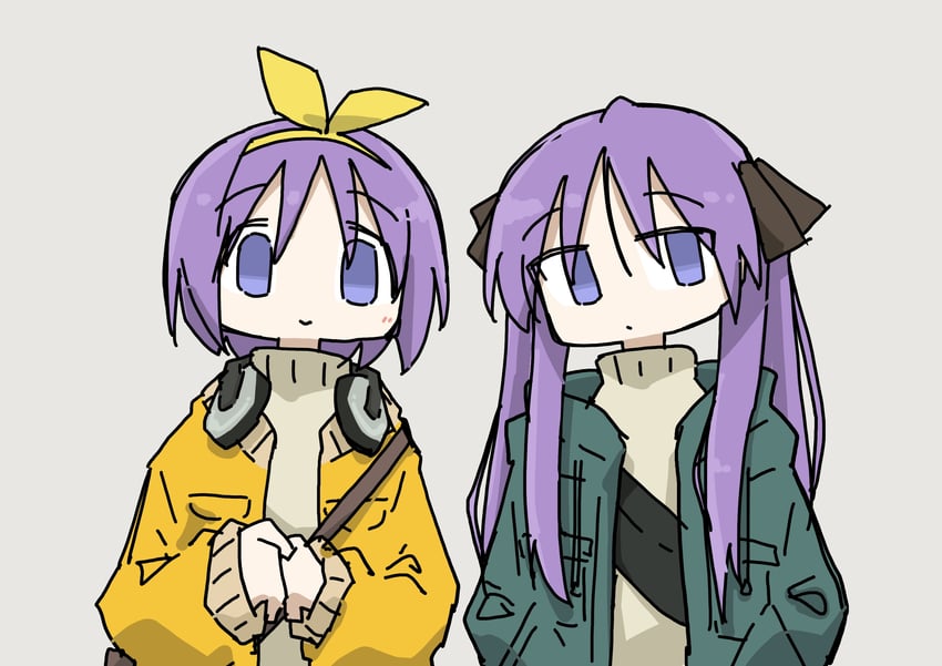 hiiragi kagami and hiiragi tsukasa (lucky star) drawn by tokiwa_(914)