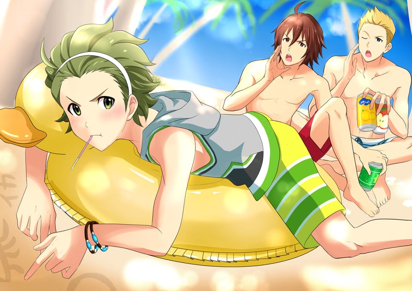 amagase touma, mitarai shouta, and ijuuin hokuto (idolmaster and 1 more) drawn by m_sakanap