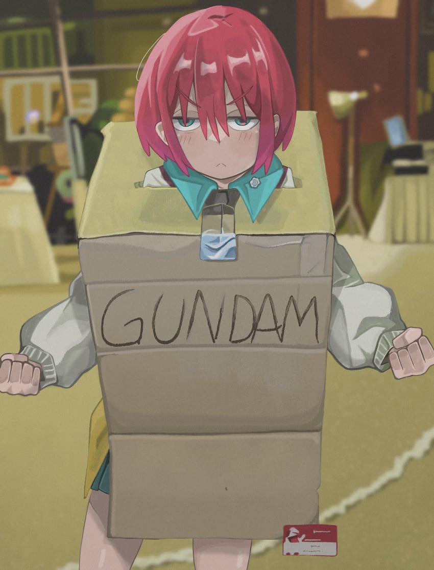 amate yuzuriha, rx-78-2 gundam, and cardboard box gundam (gundam and 1 more) drawn by naaga_sonomono