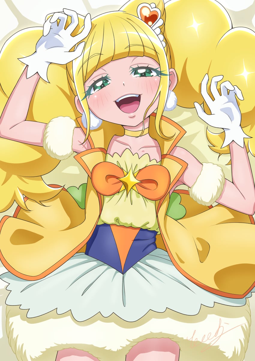 hiramitsu hinata and cure sparkle (precure and 1 more) drawn by tiler_(tiler00)