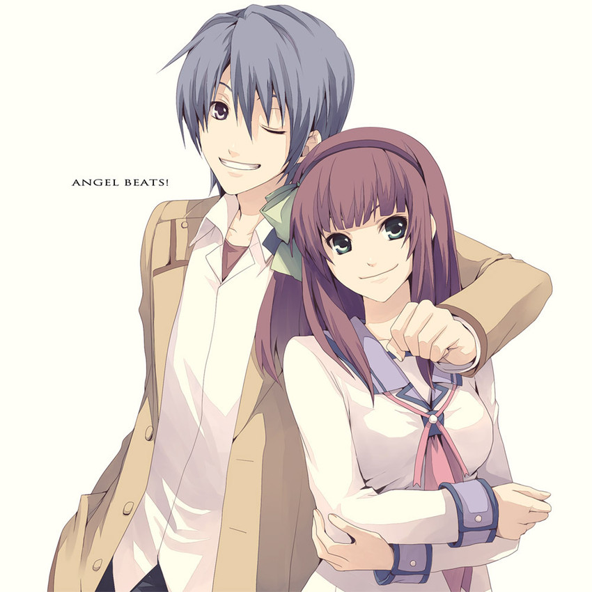 nakamura yuri and hinata hideki (angel beats!) drawn by hidaka_nami
