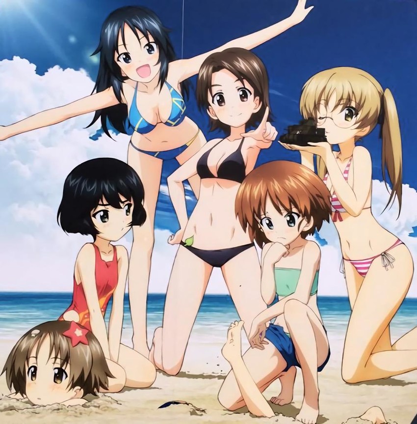 sawa azusa, utsugi yuuki, yamagou ayumi, sakaguchi karina, oono aya, and 1 more (girls und panzer)