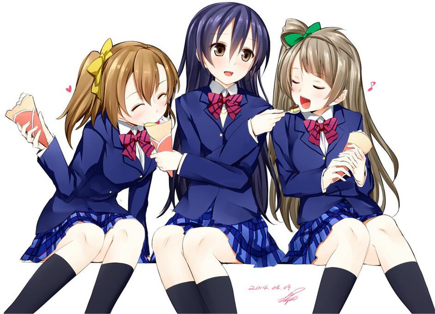 sonoda umi, minami kotori, and kosaka honoka (love live! and 1 more) drawn by suzume_miku