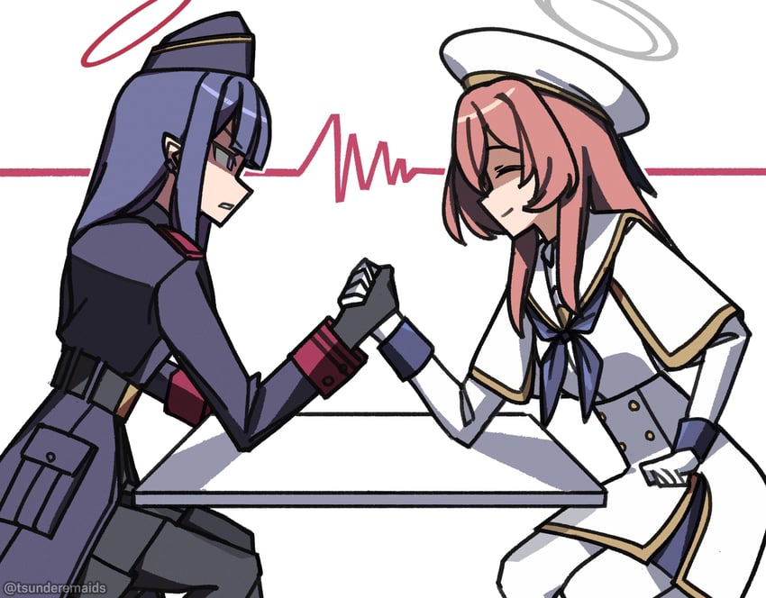 tea party militant and pandemonium society member (blue archive) drawn by tsunderemaids