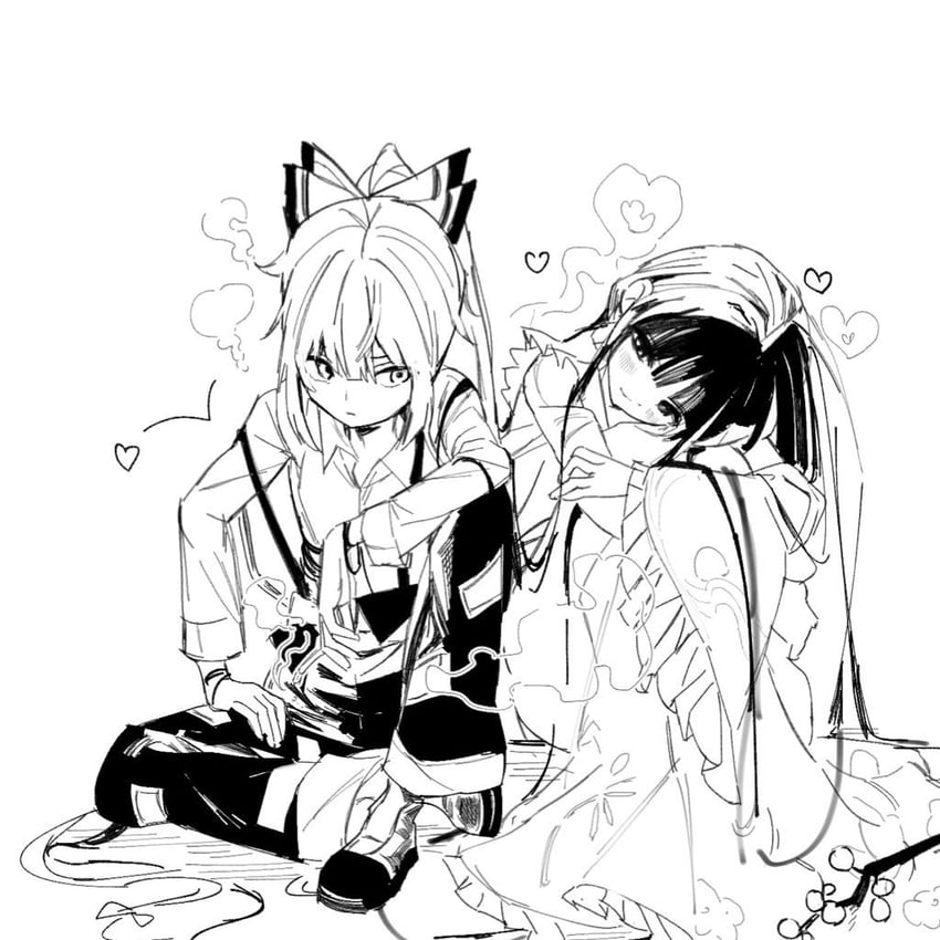 fujiwara no mokou and houraisan kaguya (touhou) drawn by sesmkun