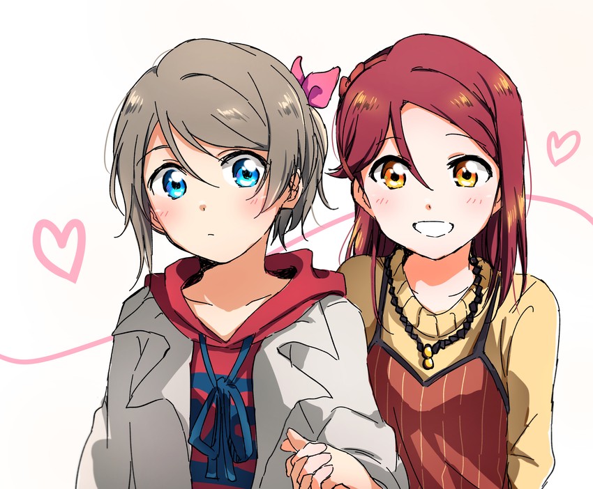 watanabe you and sakurauchi riko (love live! and 1 more) drawn by yuchi_(salmon-1000)