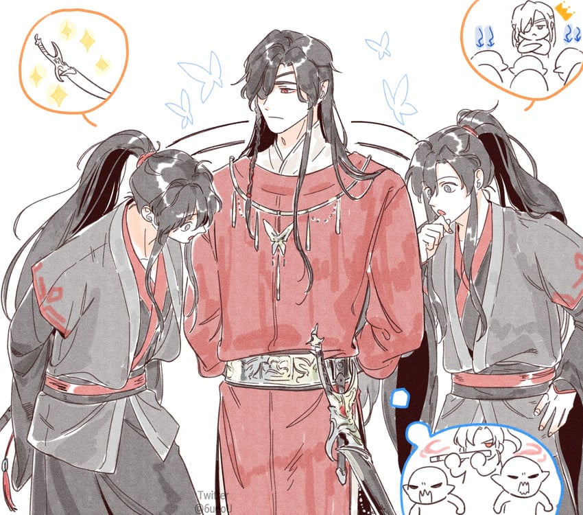 wei wuxian and hua cheng (modao zushi and 1 more) drawn by 6uoou