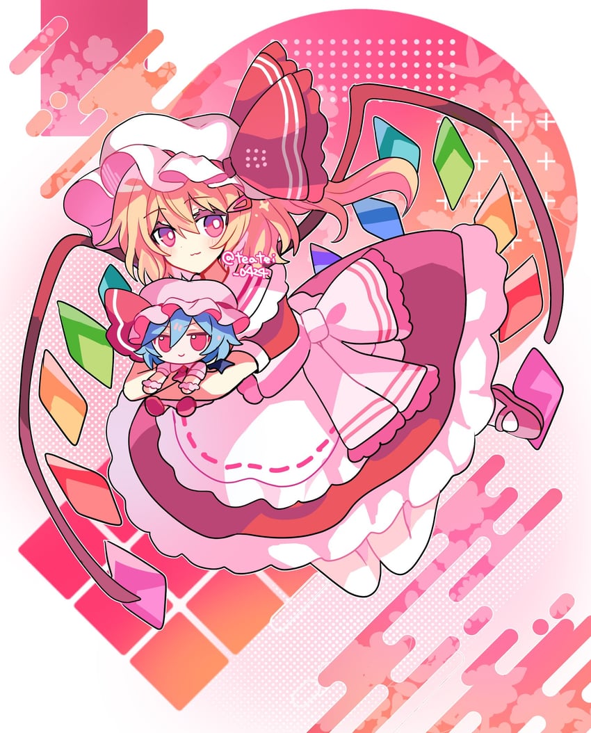 remilia scarlet and flandre scarlet (touhou) drawn by shirocha_tei