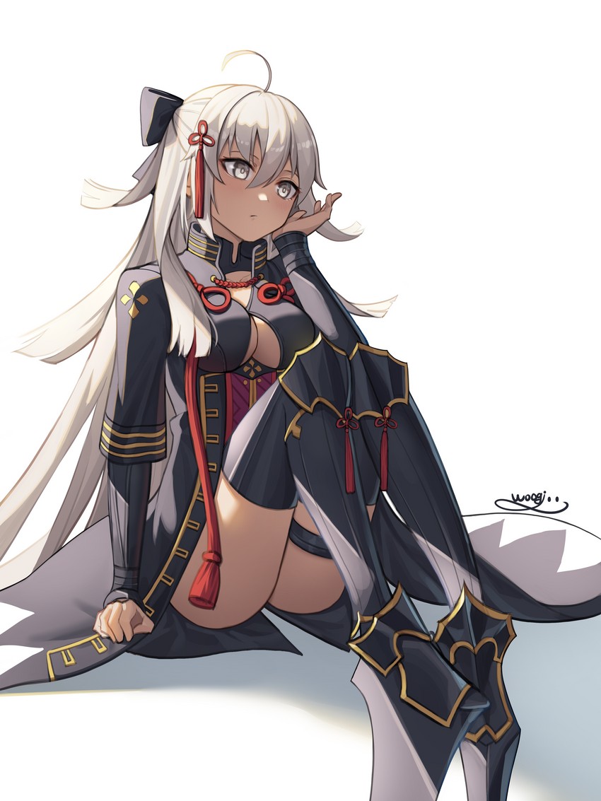 okita souji and okita souji alter (fate and 1 more) drawn by woogi