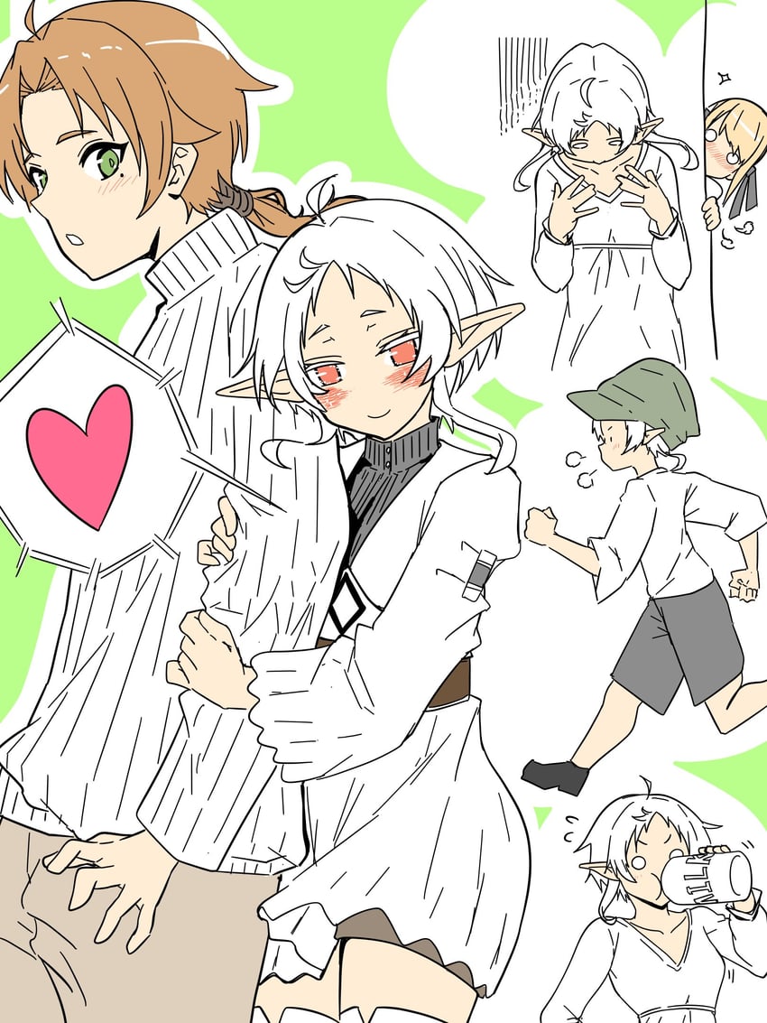 sylphiette, rudeus greyrat, and ariel anemoi asura (mushoku tensei) drawn by awaw7210