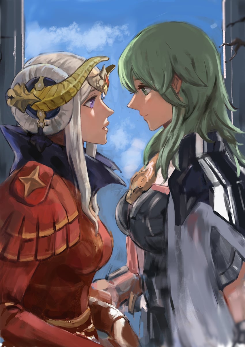 edelgard von hresvelg and female byleth (fire emblem and 1 more) drawn by emika_(ww66229393)