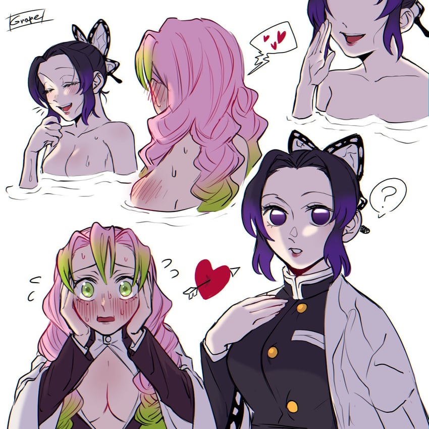 kochou shinobu and kanroji mitsuri (kimetsu no yaiba) drawn by grape_gogo