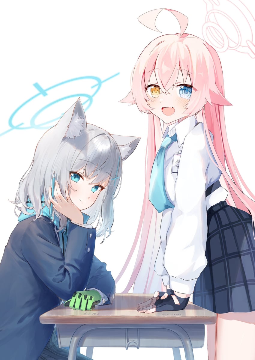 shiroko and hoshino (blue archive) drawn by eshineko and harebare_yurata