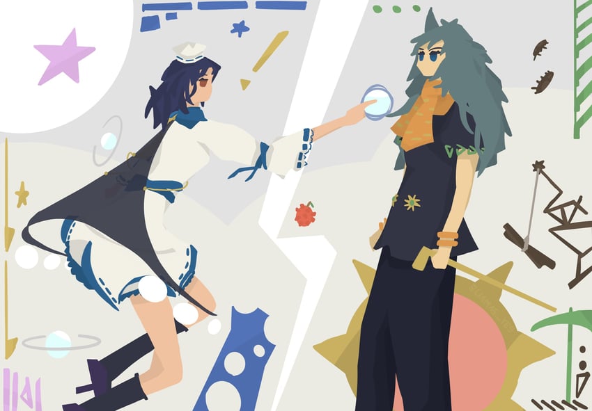 iizunamaru megumu, himemushi momoyo, obladi oblada, and dododo de dadada (touhou and 2 more) drawn by llamas_yes