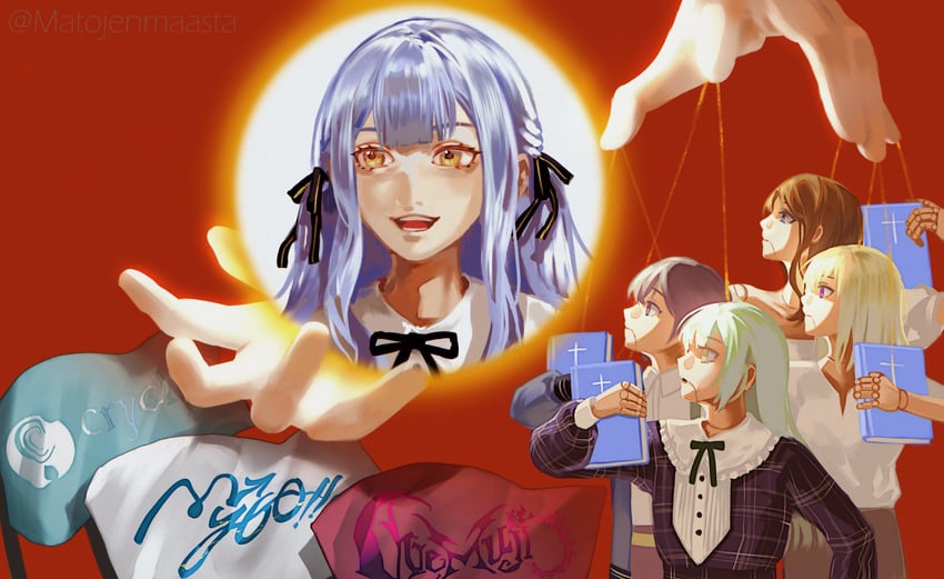 togawa sakiko, nagasaki soyo, wakaba mutsumi, misumi uika, takamatsu tomori, and 1 more (bang dream! and 1 more) drawn by matojenmaasta