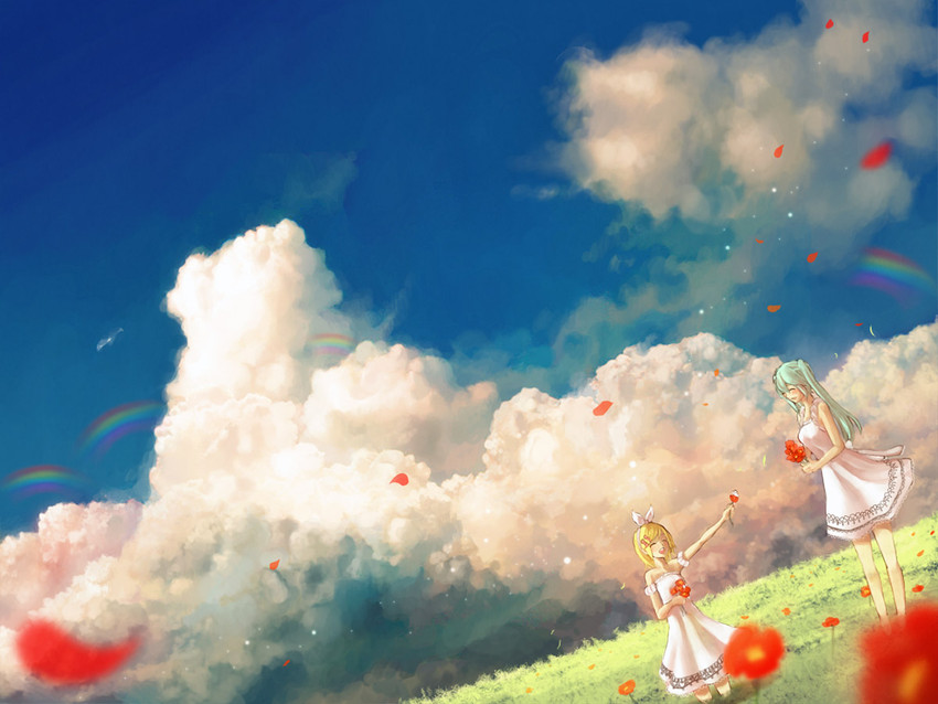 hatsune miku and kagamine rin (vocaloid) drawn by mdk_(m-kuri)