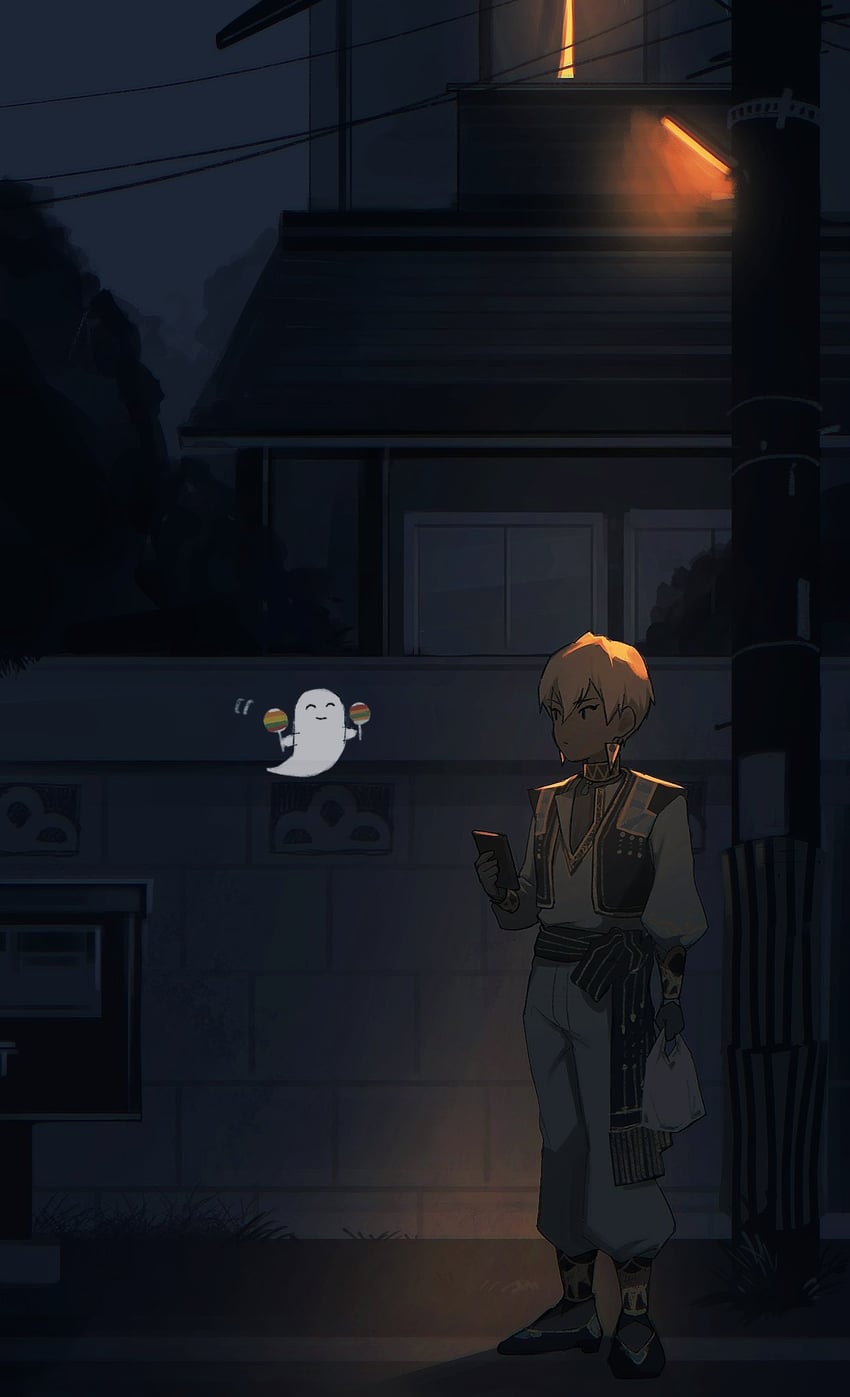 ibrahim and maracas ghost (nijisanji) drawn by fuki_(under_kmtree04)