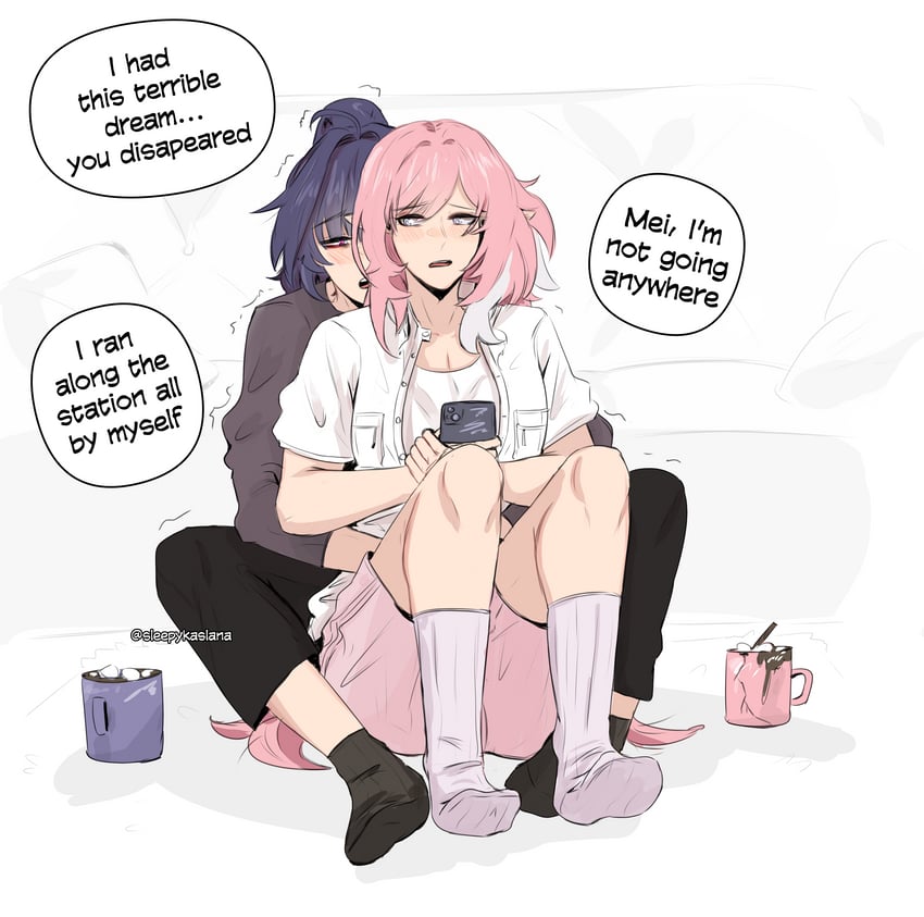 elysia and raiden mei (honkai and 1 more) drawn by sleepy_kaslana