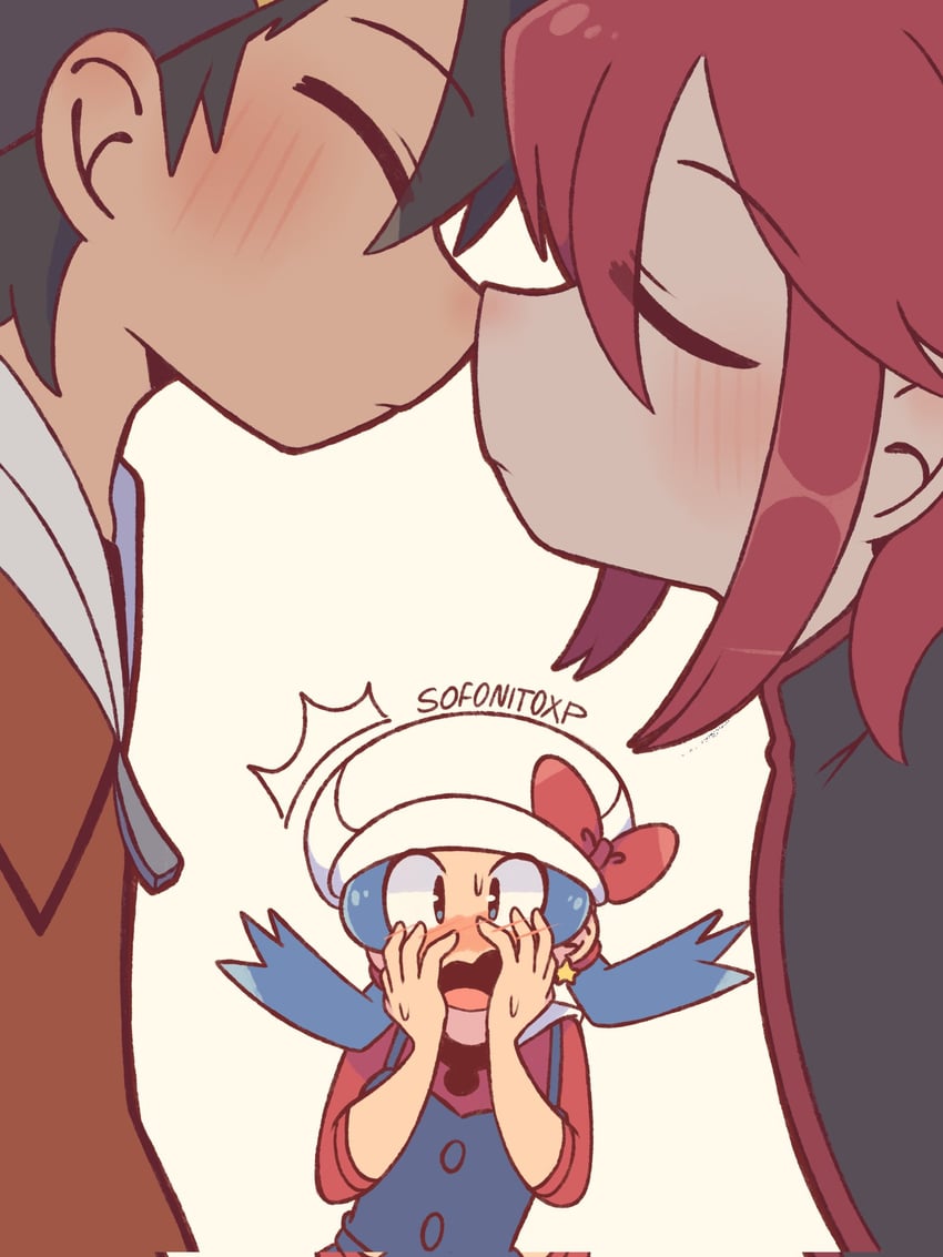 ethan, silver, and kris (pokemon and 1 more) drawn by sofo_soup