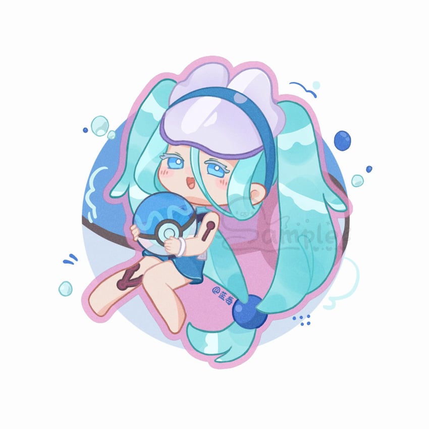 hatsune miku and water miku (pokemon and 2 more) drawn by lanmeier