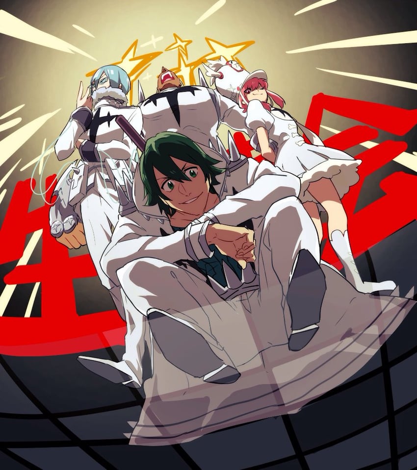 jakuzure nonon, gamagoori ira, sanageyama uzu, and inumuta houka (kill la kill) drawn by kayasamad