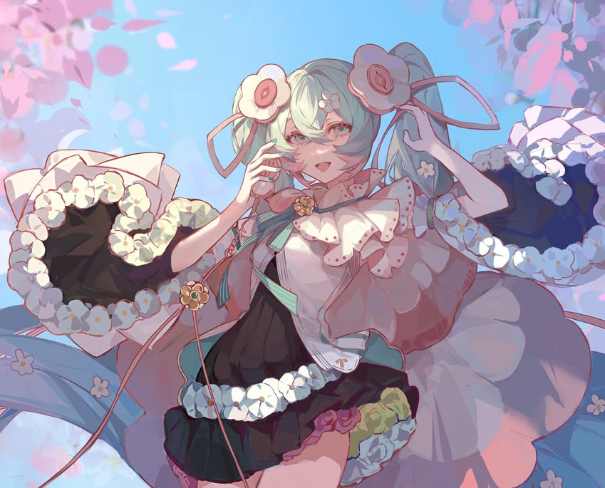 hatsune miku and magical mirai miku (vocaloid and 1 more) drawn by yan_ge