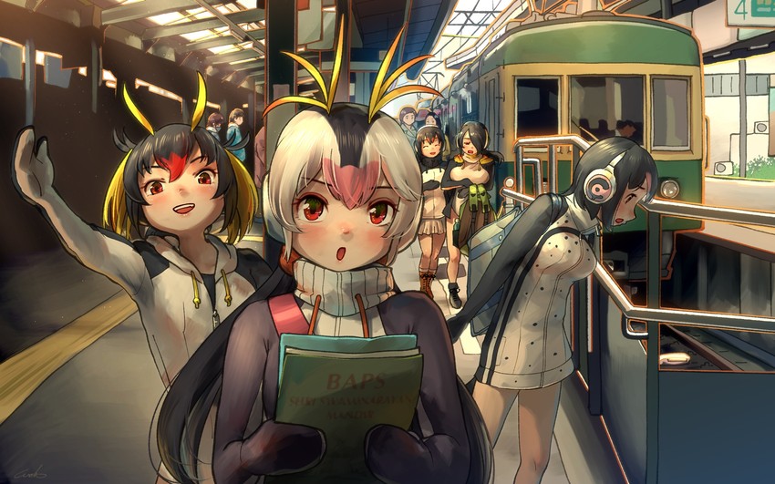 emperor penguin, humboldt penguin, royal penguin, rockhopper penguin, and gentoo penguin (original and 1 more) drawn by welt_(kinsei_koutenkyoku)