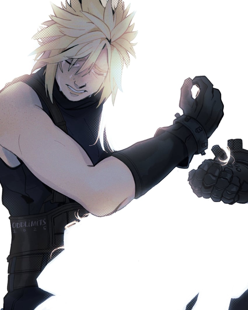 cloud strife and aerith gainsborough (final fantasy and 3 more) drawn by oddlimits