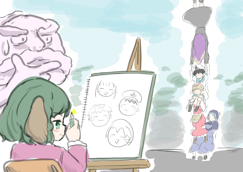 hijiri byakuren, toramaru shou, murasa minamitsu, kumoi ichirin, kasodani kyouko, and 1 more (touhou) drawn by sayoshima