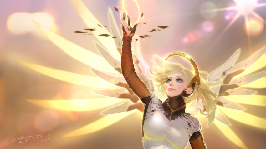 mercy (overwatch and 1 more) drawn by yu-han_chen