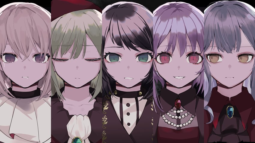 togawa sakiko, wakaba mutsumi, yahata umiri, misumi uika, mortis, and 5 more (bang dream! and 1 more) drawn by i_haru_illust