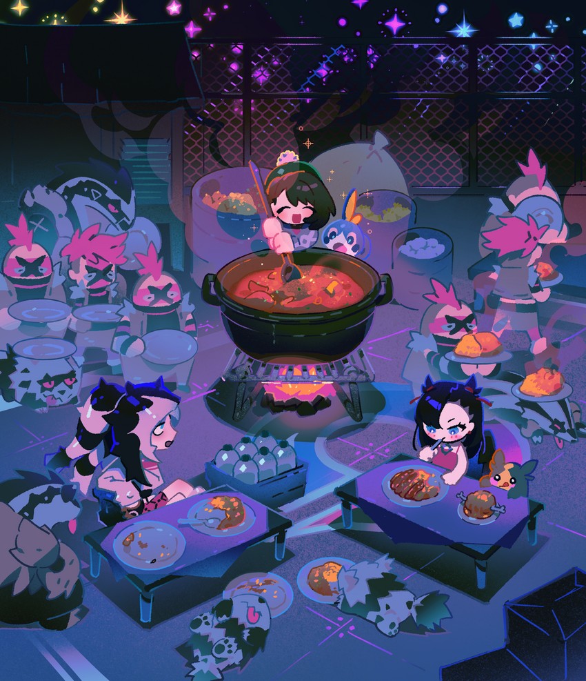 marnie, gloria, morpeko, piers, sobble, and 4 more (pokemon and 1 more) drawn by km_(ksolee1201)
