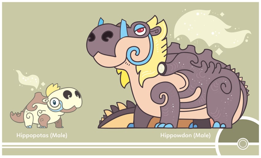 hippopotas and hippowdon (pokemon) drawn by cosmopoliturtle