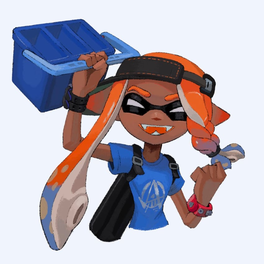 inkling player character and inkling girl (splatoon) drawn by hyper_chikuwabu