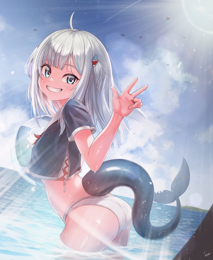 gawr gura (hololive and 1 more) drawn by 5ent_(bullbug)