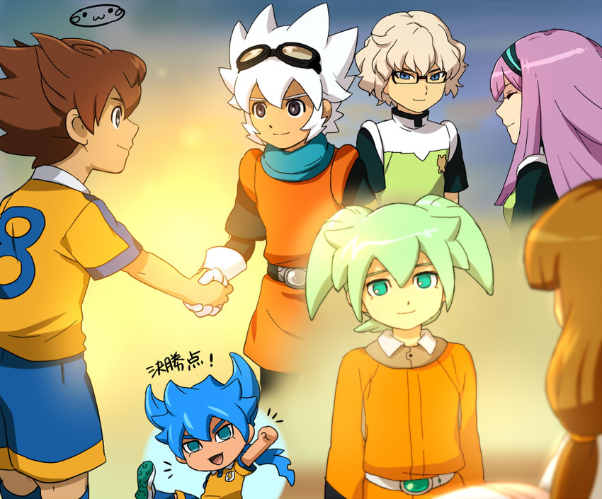 matsukaze tenma, fei rune, nanobana kinako, saryuu evan, meia, and 1 more (inazuma eleven and 2 more) drawn by mizuhara_aki