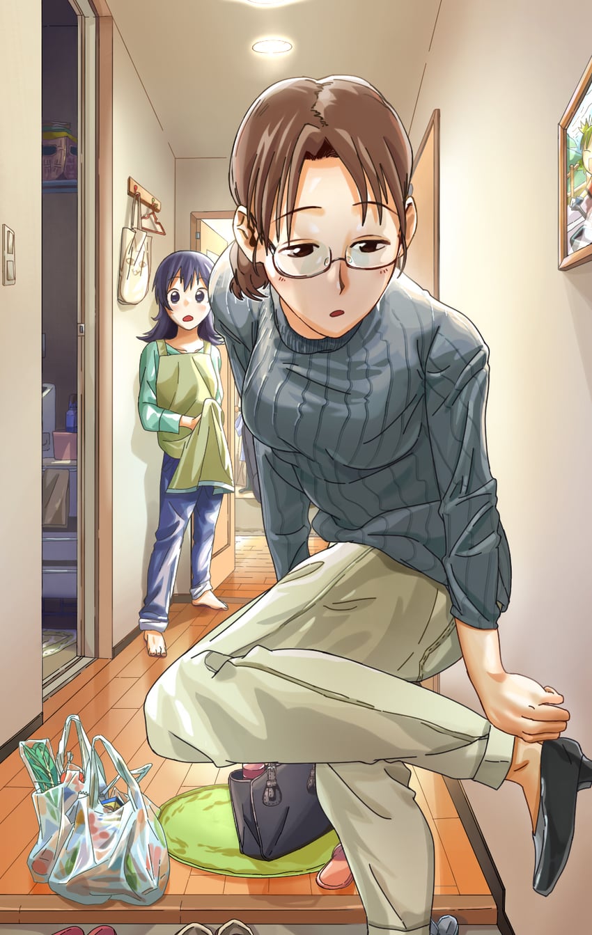 koiwai yotsuba, takino tomo, mizuhara koyomi, and mihama chiyo's father (azumanga daioh and 1 more) drawn by kozuehikaru