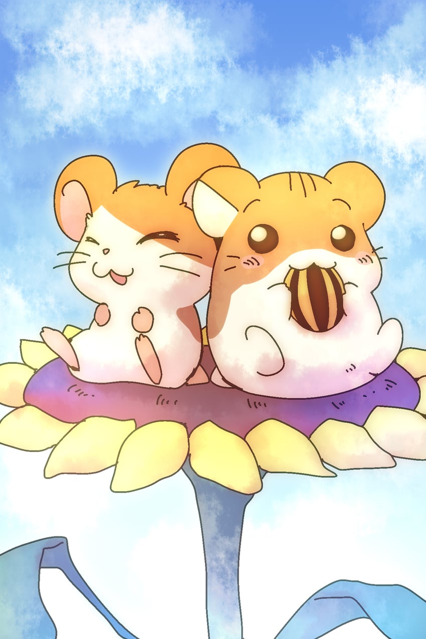 hamtaro and shigecchi (hamtaro and 1 more) drawn by nyaa_(nnekoron)