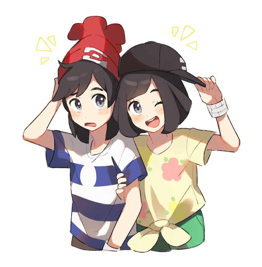 selene and elio (pokemon and 1 more) drawn by unapoppo