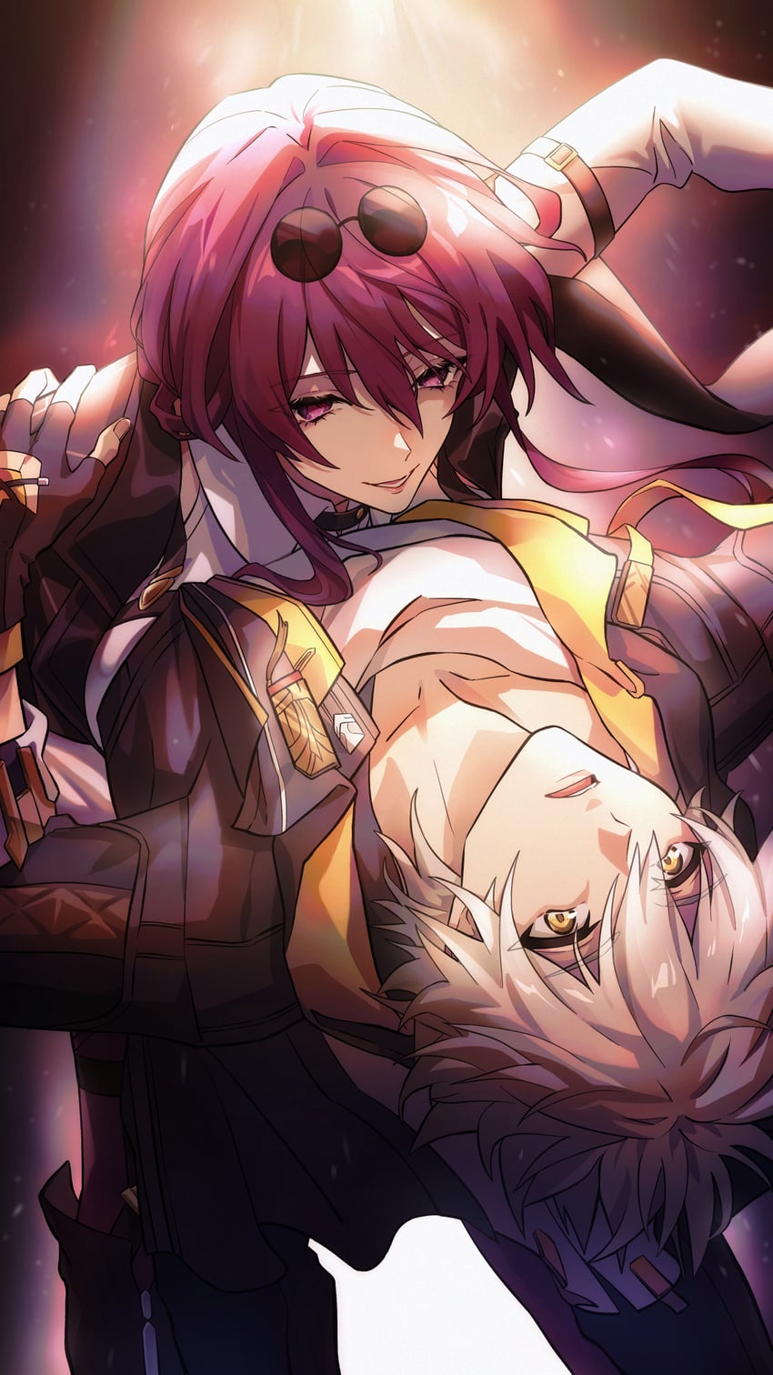 trailblazer, kafka, and caelus (honkai and 1 more) drawn by hrmsr_jkye0606