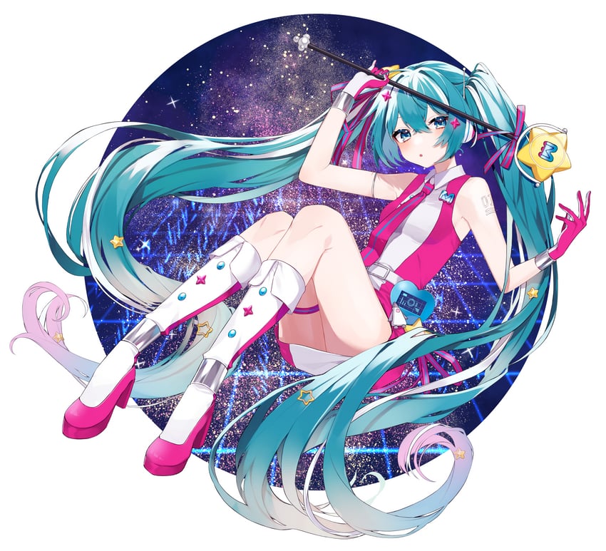 hatsune miku and magical mirai miku (vocaloid and 1 more) drawn by tyazakura_sayu