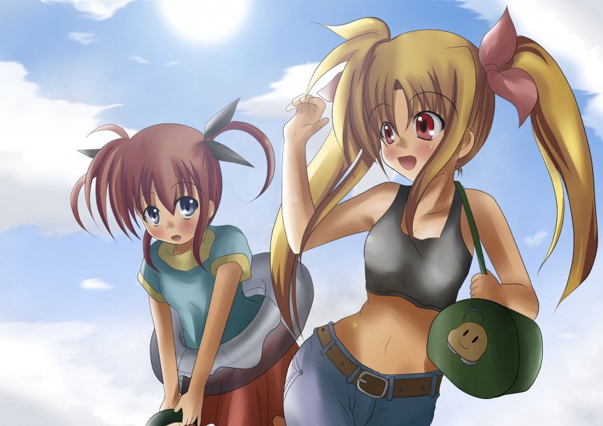 fate testarossa and takamachi nanoha (lyrical nanoha and 1 more) drawn by shi_ecchi