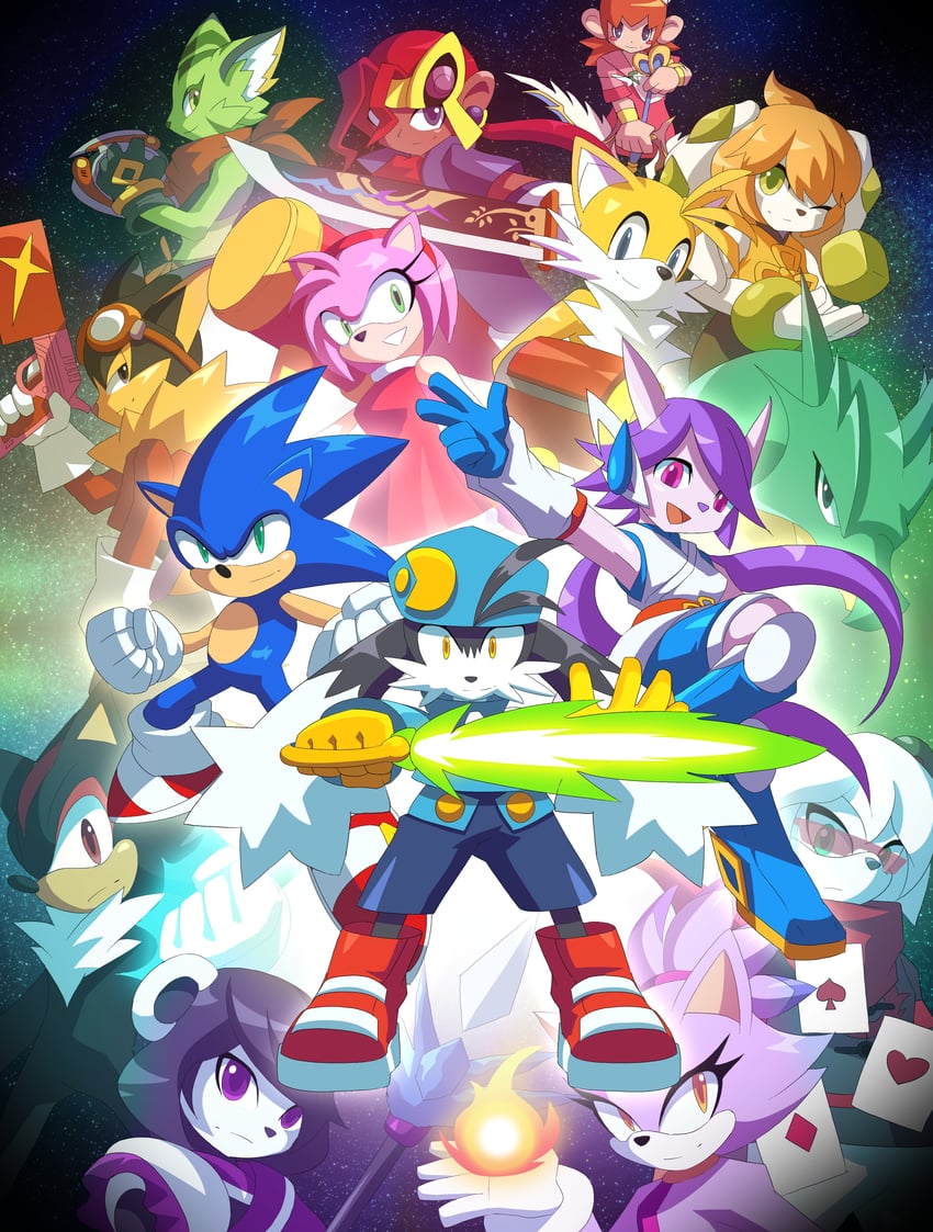 sonic the hedgehog, shadow the hedgehog, amy rose, blaze the cat, tails, and 8 more (sonic and 2 more) drawn by ultimatemaverickx