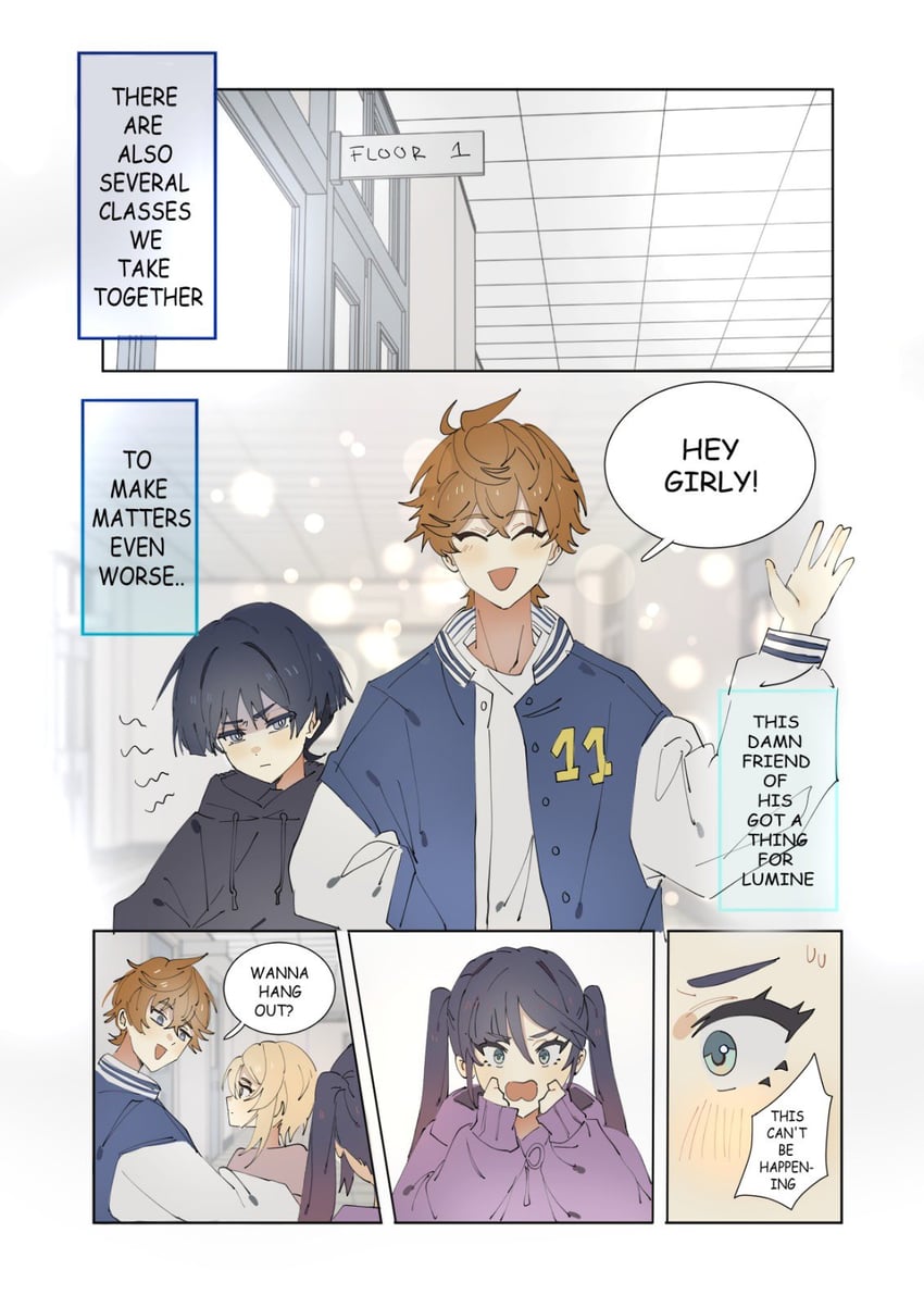 lumine, scaramouche, mona, and tartaglia (genshin impact) drawn by ysnden