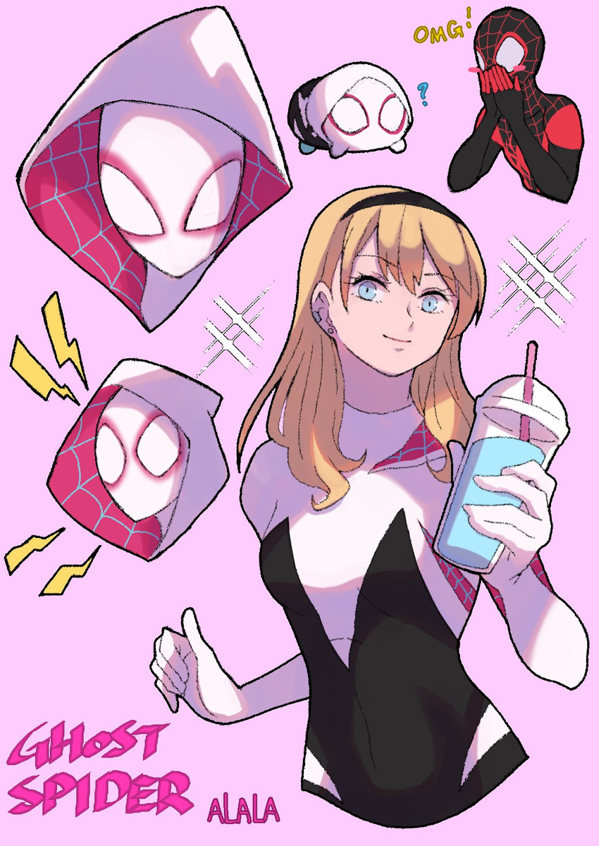 spider-gwen, gwen stacy, miles morales, and spider-man (marvel and 3 more) drawn by sushi_pizza_rrr