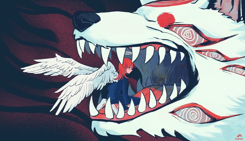 angel devil and fox devil (chainsaw man) drawn by lodrws