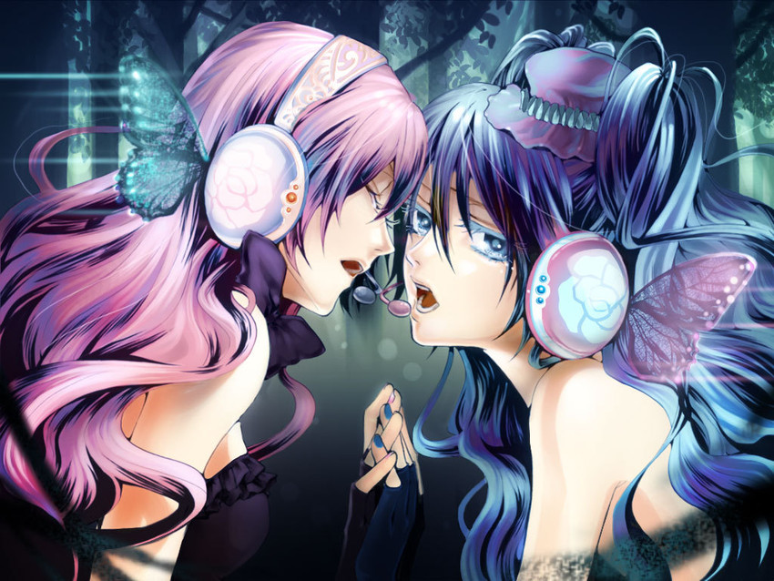 hatsune miku and megurine luka (vocaloid and 1 more) drawn by mejiro_(pixiv126907)
